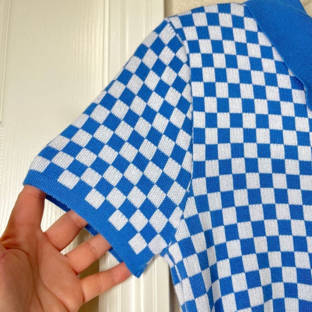 Almost Famous Short Sleeve Checkered Cut-out Pullover Mini Dress Size XL #500 - Picture 4 of 11